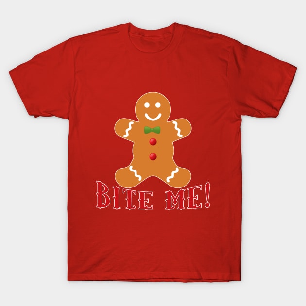 Gingerbread Man Bite Me T-Shirt by Scarebaby